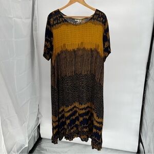 La Cera Women’s Maxi Dress Size 3X Patterned Round Neck Flowy Abstract